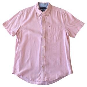 Tommy Hilfiger Pink Linen Cotton Button-Down Shirt - Men’s Medium
